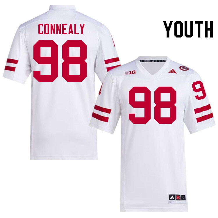 Youth #98 Conor Connealy Nebraska Cornhuskers College Football Jerseys Stitched Sale-White